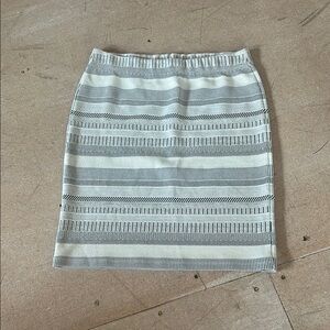 LOFT White and Blue Ribbed Pencil Mini Skirt